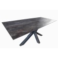 Industriální rozkládací obdélníkový jídelní stůl Callandra z keramickou povrchovou deskou a kovovými nohami 180-225