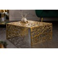 Designový čtvercový art-deco konferenční stolek Hoja z kovu ve zlaté barvě