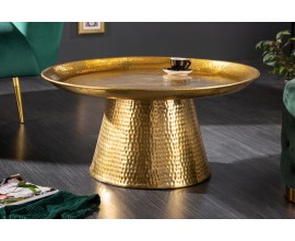 Orientální kulatý příruční stolek Hammerblow zlaté barvy 65cm