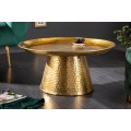 Designový orientální konferenční stolek Hammerblow kruhového tvaru ve zlaté barvě s kulatou podstavou
