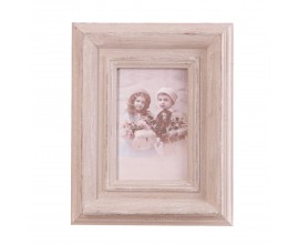 Masívny obdĺžnik vyrezávaný vintage krémový rám na leme Ceilec so stojanom s bielou patinou 25x20 cm