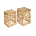Art-deco stylový set dvou čtverečních příručních stolků Hoja ve zlaté barvě
