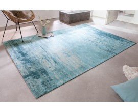 Stylový bavlněný obdélníkový koberec Vernon v tyrkysové barvě s vypraným efektem