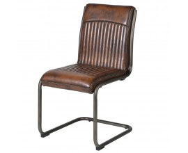 Designová vintage jídelní židle Bard s tmavohnědým čalouněním z ekokůže