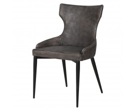 Kožená designová jídelní židle Bard v šedé barvě 89cm