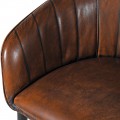 Kožená vintage jídelní židle Bard s hnědým kulatým potahem 76cm