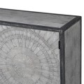Designový dvoudveřový příborník z masivního dřeva v šedé barvě s mozaikovým zdobením předních dvířek 148cm