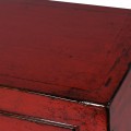 Vintage červená komoda Kolorida z masivního dřeva s devíti zásuvkami 170cm