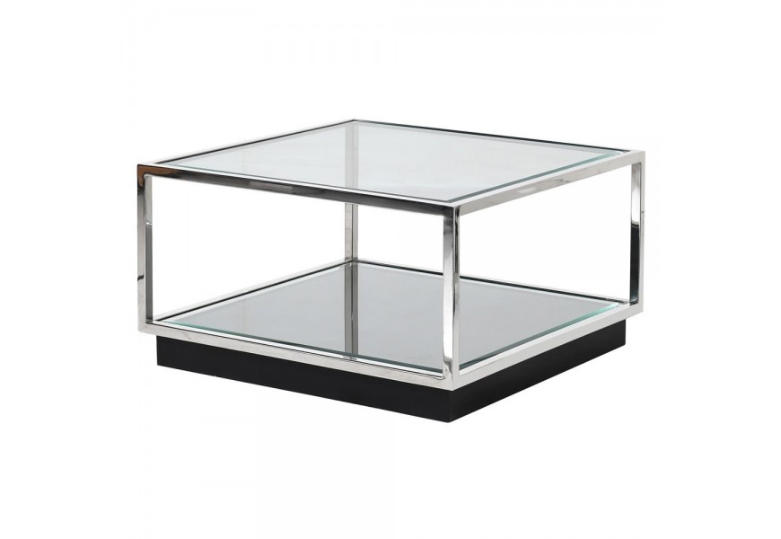 Chromový designový konferenční stolek Cromia ze skla čtvercového tvaru 65cm
