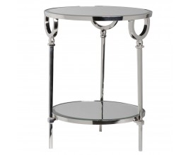 Art-deco kulatý příruční stolek z chromu a zrcadel 46 cm