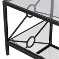 Art-deco konferenční stolek Izana ze skla s tmavě hnědou kovovou konstrukcí 108cm