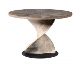 Kulatý stylový jídelní stůl se zkroucenou dřevěnou podnoží 118 cm