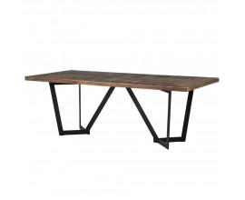 Industriální jídelní stůl z jilmového dřeva s černými nohami 220 cm