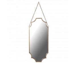 Art-deco nástěnné zrcadlo s matným zlatým designovým rámem a řetězem na zavěšení 92 cm