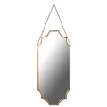 Art-deco nástěnné zrcadlo s matným zlatým designovým rámem a řetězem na zavěšení 92 cm