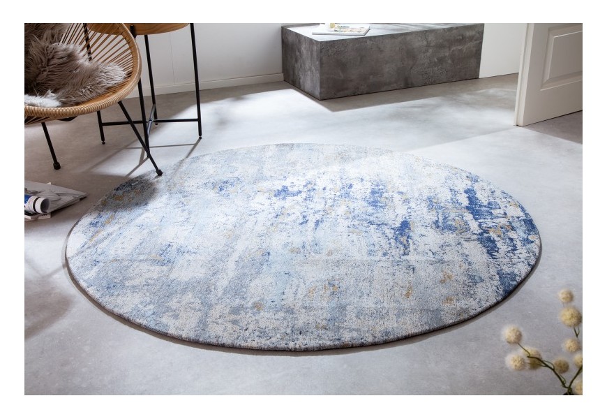 Orientální kulatý koberec Adassil s modrým vzorem 150cm 