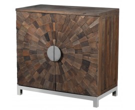 Luxusní designová skříňka Furria z masivního jilmového dřeva s geometrickým vzorem 90cm