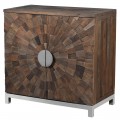 Designová čtvercová skříňka Furria z masivního jilmového dřeva hnědé barvy s geometrickými vzory