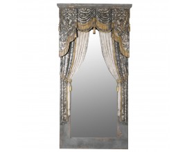 Vintage nástěnné zrcadlo s ozdobným rámem ve tvaru barokního závěsu 201 cm