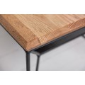 Industriální konferenční stolek Westford z dubového masivu hnědé barvy s černou kovovou podstavou 110cm