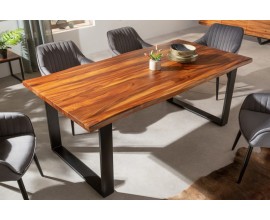 Industriální jídelní stůl Steele Craft z masivního dřeva hnědé barvy a kovovými nohami 180cm