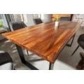 Designový jídelní stůl Steele Craft s vrchní deskou v masivním dřevěném provedení a černými kovovými nohami