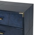 Kožená luxusní komoda Pellia Azul tmavěmodré barvy s třemi zásuvkami100cm