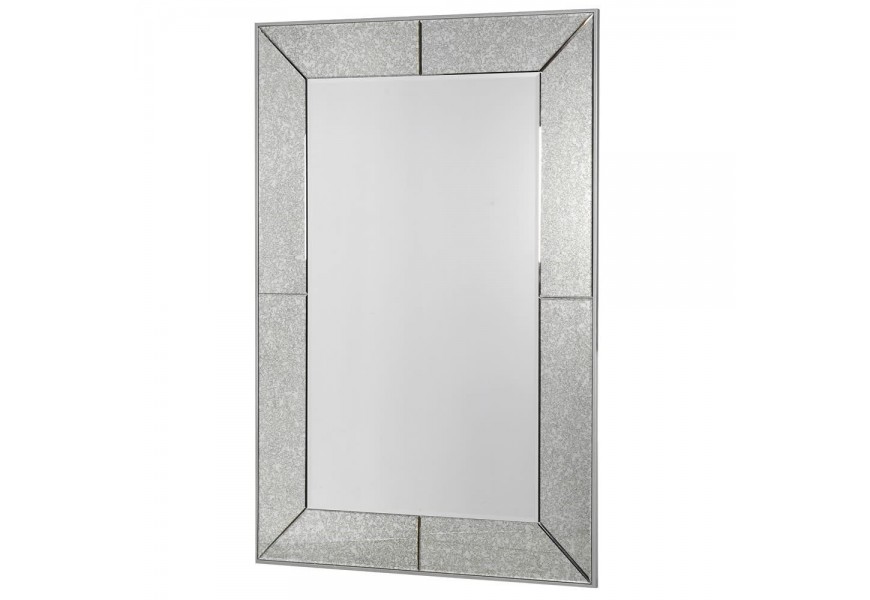 Elegantní obdélníkové závěsné zrcadlo Arieda šedé barvy ze dřeva a skla