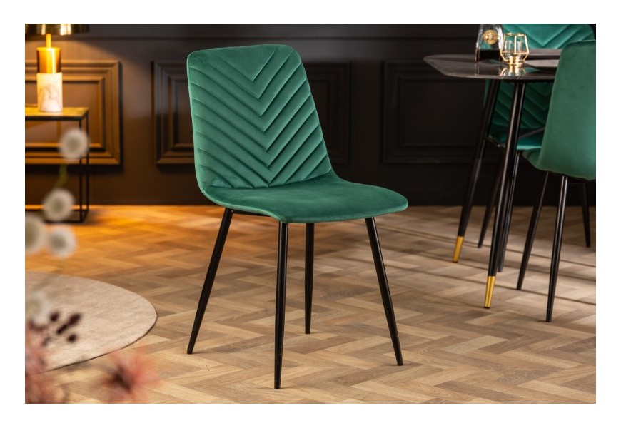 Retro designová jídelní židle Forisma se zeleným sametovým potahem 87cm