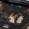 Orientální odkládací stolek Chinia s čínským motivem a s podnosem v černé barvě 85 cm