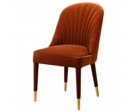 Designová art-deco rezavě oranžová sametová židle Celestine se zlatými nožičkami 95cm