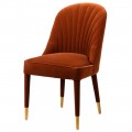 Designová art-deco rezavě oranžová sametová židle Celestine se zlatými nožičkami 95cm