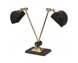 Elegantní luxusní stolní lampa v černo-zlatém provedení se dvěma kovovými rameny
