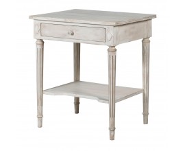 Venkovský bílý příruční stolek Gustavian z masivního dřeva 70 cm