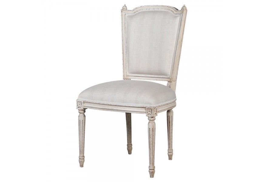 Barokní jídelní židle v bílé barvě z mahagonového dřeva s ozdobnými prvky 100 cm