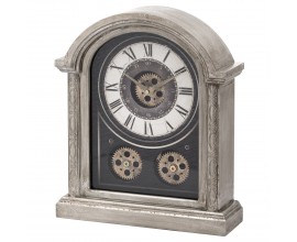 Stylové stolní hodiny Antique ve stříbrném antickém provedení 40cm