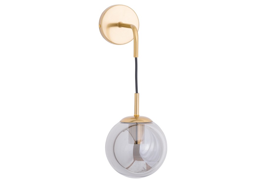 Art-deco designová lampa Globe z kovu zlaté barvy s kouřovým motivem