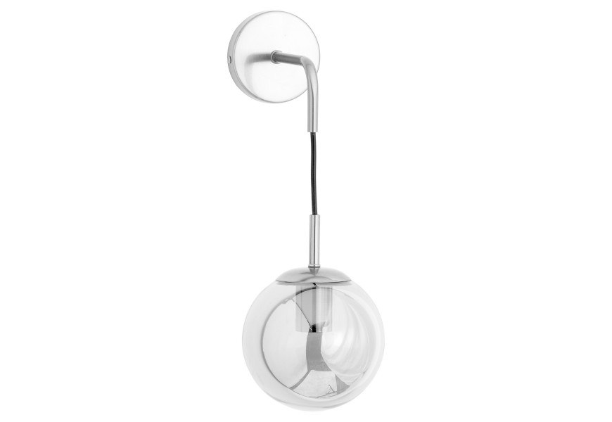 Designová moderní nástěnná lampa Globe stříbrné barvy z kovu