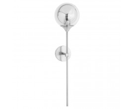 Designová kovová nástěnná lampa Globe stříbrné barvy s kouřovým motivem 85cm