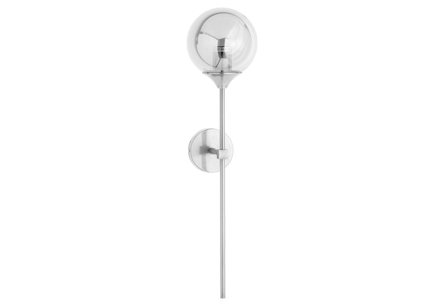 Designová kovová nástěnná lampa Globe stříbrné barvy s kouřovým motivem