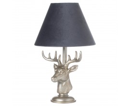 Stříbrná keramická stolní lampa Deer Harrods s šedým stínidlem 48 cm 