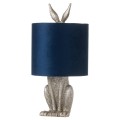 Designová stolní lampa Rabbit Ear ve stříbrné barvě s modrým stínidlem 50 cm