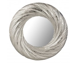 Moderní kruhové závěsné zrcadlo Farrah ve stříbrné barvě s kovovým rámem 38cm