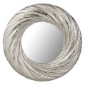 Moderní kruhové závěsné zrcadlo Farrah ve stříbrné barvě s kovovým rámem 38cm