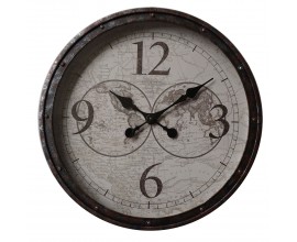 Rustikální designové nástěnné hodiny Nomad s černým rámem 50cm