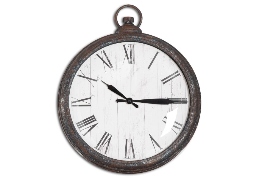 Retro kruhov&eacute; designov&eacute; n&aacute;stěnn&eacute; hodiny Nomad s kovov&yacute;m čern&yacute;m r&aacute;mem 41cm