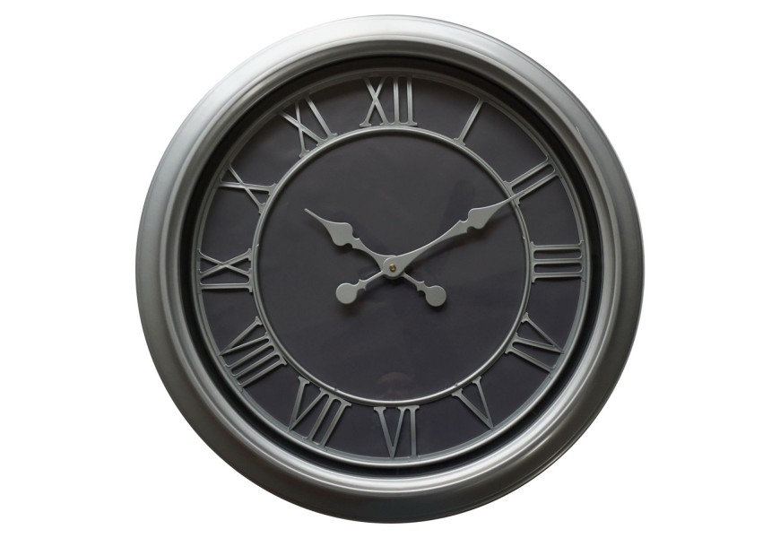 Moderní nástěnné hodiny Denya kruhového tvaru v černo-stříbrném provedení 59cm