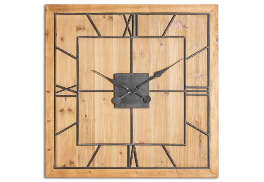 Industriální jedinečné velké čtvercové nástěnné hodiny Faarzal s římskými číslicemi 90cm