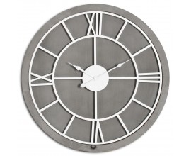 Moderní jedinečné kulaté nástěnné hodiny Stormhill s římskými číslicemi stříbrné barvy 60cm