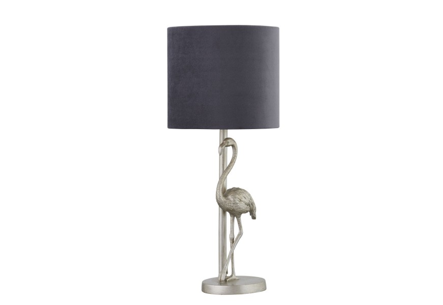 Designová stolní lampa Flamenco s šedým stínidlem 58 cm